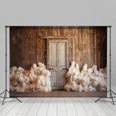 Aperturee - Aperturee Retro Rustic Barn Door Kapok Pile Photo Backdrop